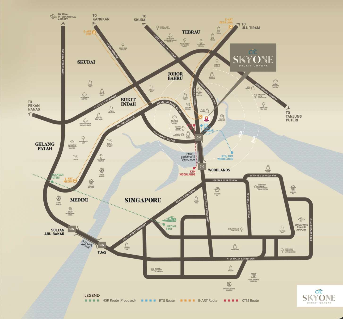 Location map showing CTC SkyOne strategically located near RTS link and JB CIQ